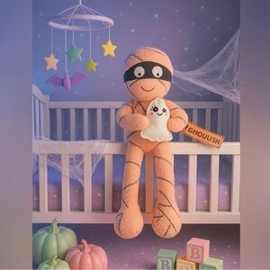 Ghoulish Long-Leg Mummy Plush Cute Spooky Halloween Shelf Decor NWT